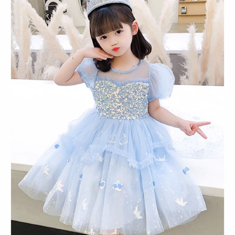 DISNEY Designer clothes for kids baby Elsa princess dress toddler designer clothes new Frozen Elsa birthday outfit children's dress for summer