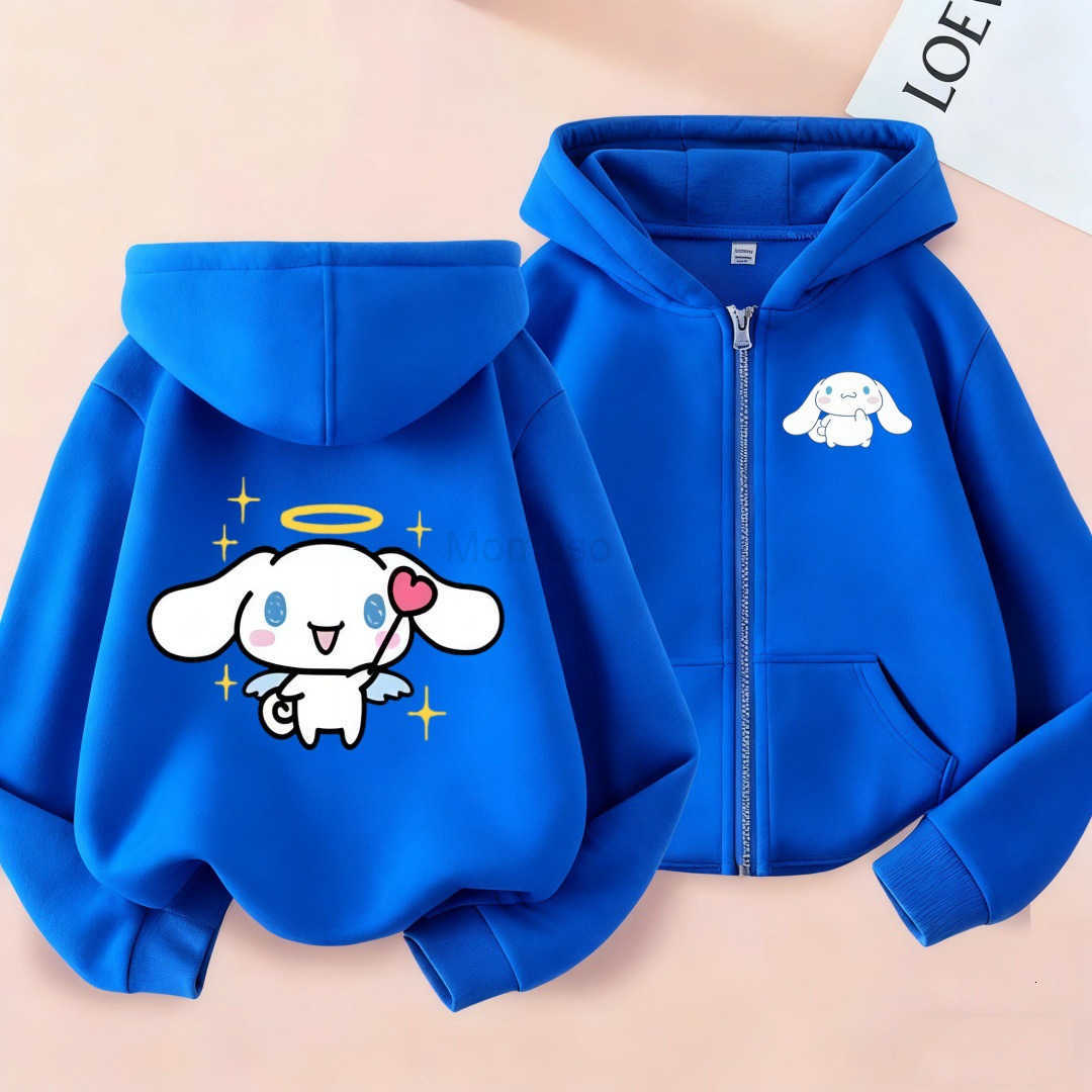 Sanrio Cartoon Big-Eared Dog Childrens Printed Hoodie Autumn Winter Fleece Zipper Sweatshirt H251121