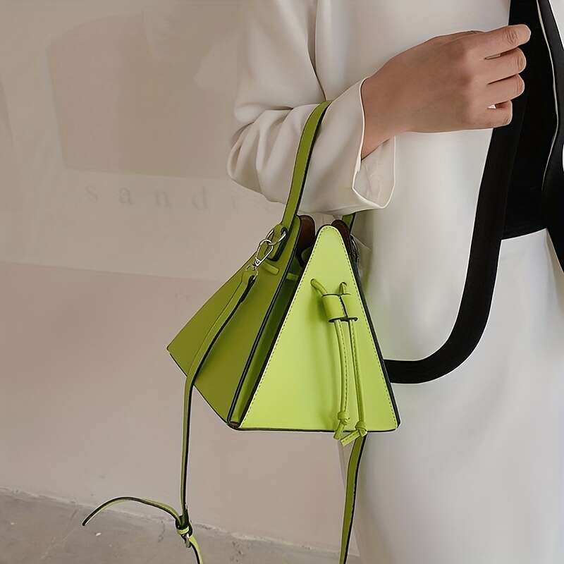 Mini Drawstring Novelty Solid Color Crossbody Bag, Women's Faux Leather Clutch