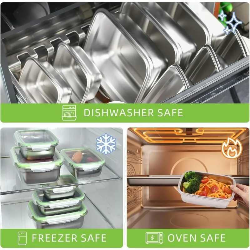 350/550/850m Stainless Steel Lunch Box Refrigerator Sealed Storage Box Portable Food Containers Leak-proof Microwave Bento BoxesM251121