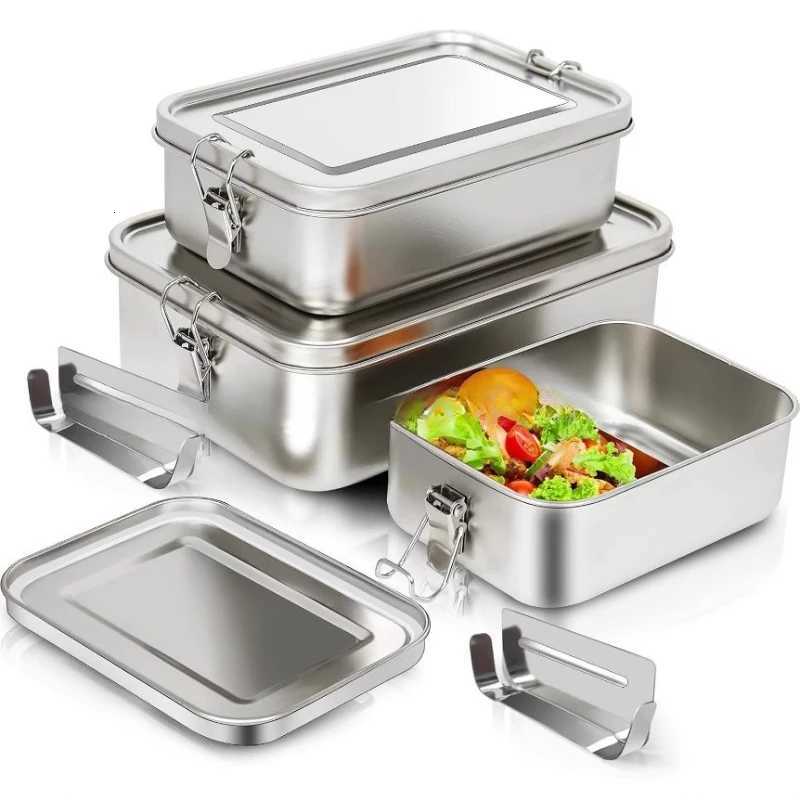 1200ML Stainless Steel Lunch Box Portable Snack Fruit Storage Plate Bowl or Picnic Camping School Office Compartment Lunch BoxM251121