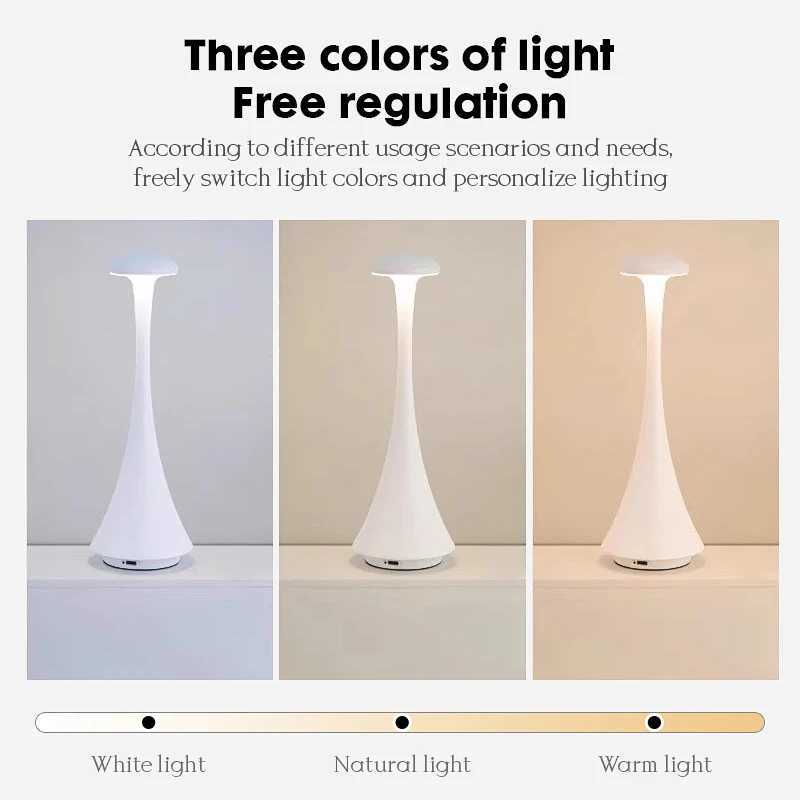Rechargeable Portable LED Desk Lamp Bedroom Atmosphere Desk Lamp With Touch Function Mushroom Head Desks Lamp C251121