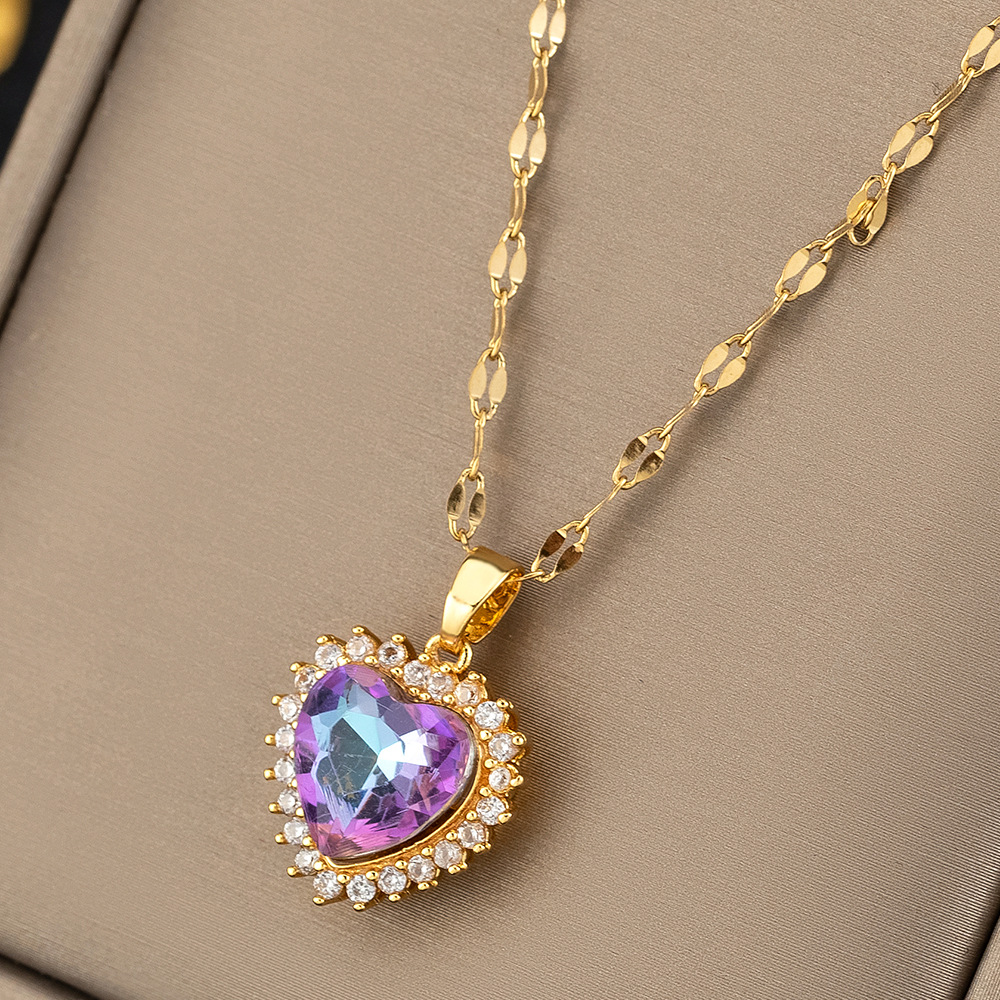 titanium steel Loving Heart Rose moissanite chain designer necklace designer necklace for woman diamond chain luxury jewelry women mens necklace y2k n - view 5
