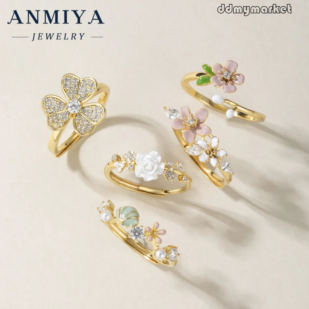 ddmymarket Zircon Jewelry Set: Dainty Flower Ring - 18k Gold Plated 925 flash sale Sterling Silver Engagement Rings for Women Wedding