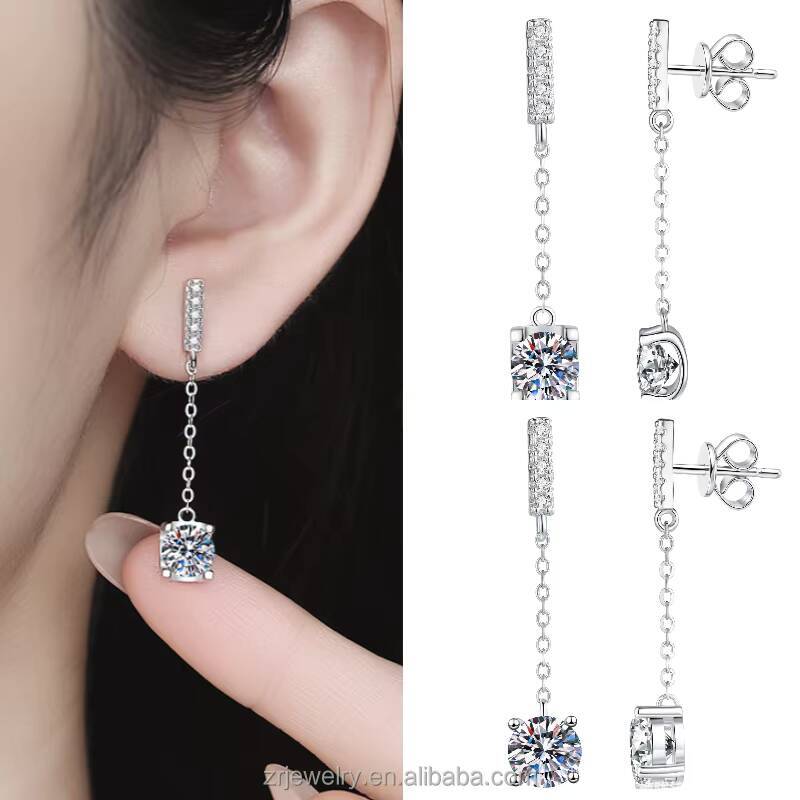 1ct Moissanite S925 Sterling Silver Earring Gra Certified Round Emerald Cut Screw Back Moissanite Stud Earrings