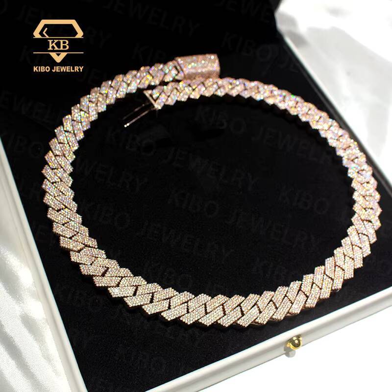 Real Lab Mossanite Diamond Jewelry Iced Out Necklace for Men Rapper 925 Sterling Silver Moissanite Cuban Chain