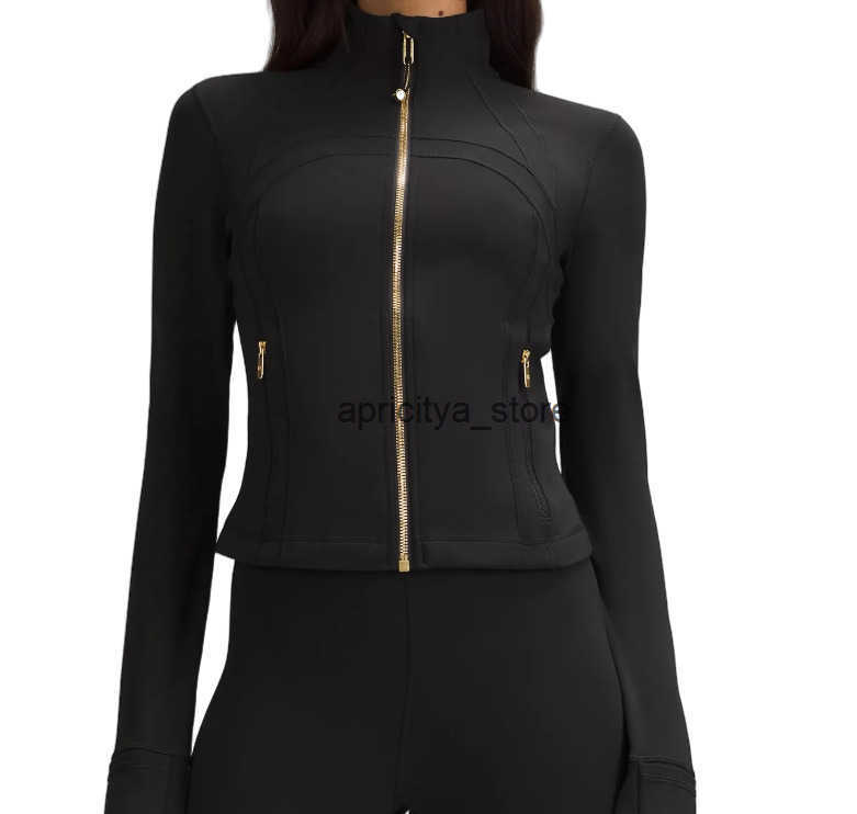 2025 Yoga Gold Zipper DF Jacket 25 Pants Women Cropped Jacket Coat Full Length Jacket Activewear Solid Sportwear leggings Jackets Q250421