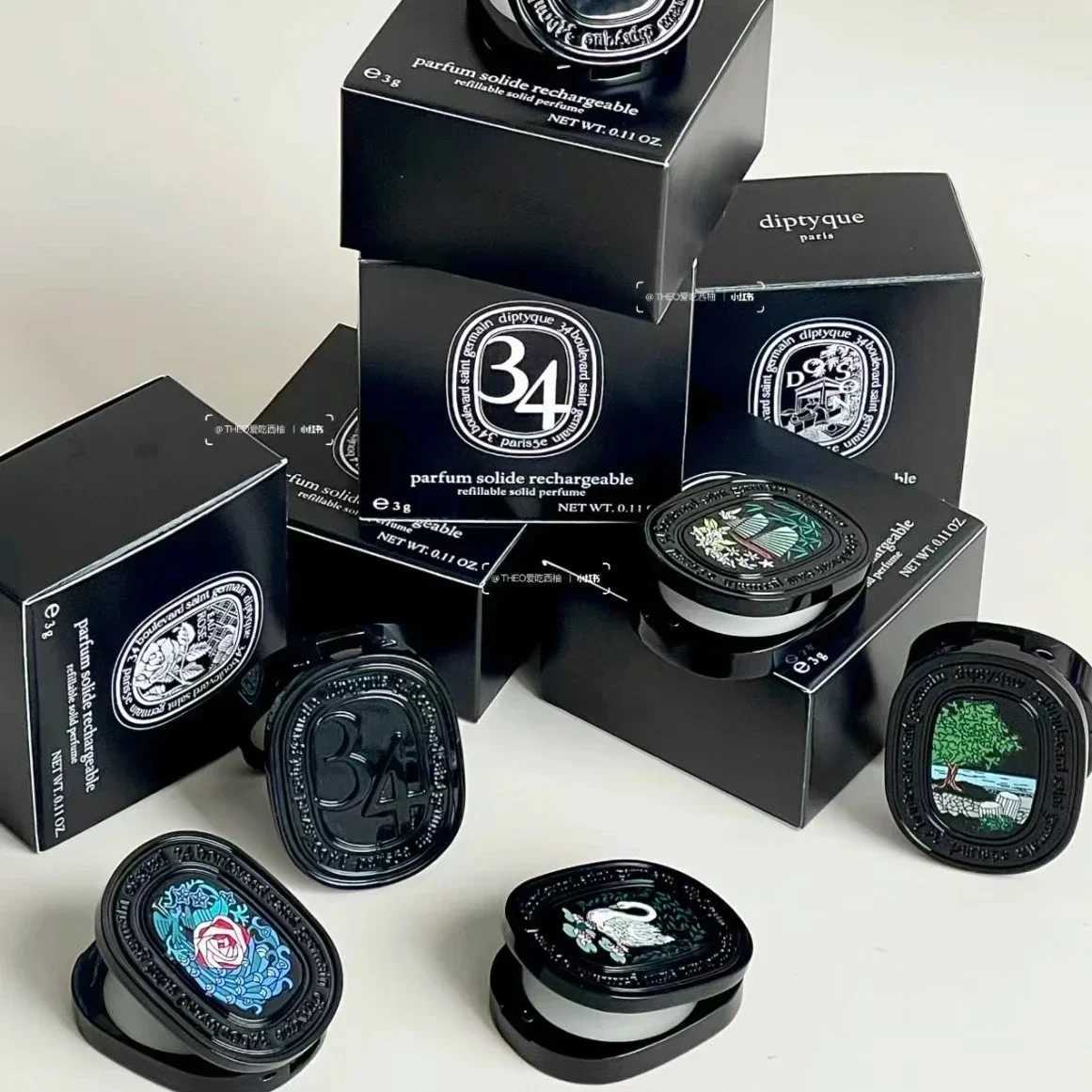 No.34 Fig. Solid Per Luxury Aratherapy Balm Iron Box Paris Water Rose Car Ara Diffuser Portable perfume Gift Y250420