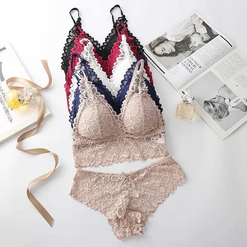 Sexy Lace Women Underwear Set Seamless Wire Free Bra Sets Hollow Out Bra and Panty Sets For Women Embroidery Intimates LingerieXJ251106