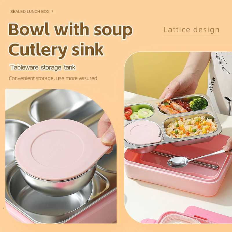 4-Compartment Bento Lunch Box with Bowl 100 Leak-Proof Design for Convenient Mess-Free Dining PinkGreenM251121