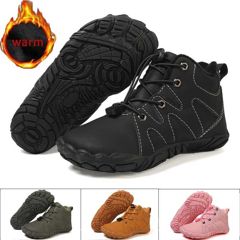 New Winter Kids Barefoot Snow Boot Waterproof Wide Toe High Top Hike Footwear Boys And Girls Thicken Warm Non-Slip SneakersW251121