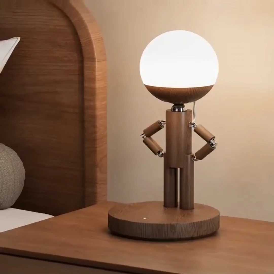 Creative Moon Desk Lamp Bedroom Living Room Atmosphere Decor Solid Wood Desktop Ornament Charging Moon Penalty Station Light C251121