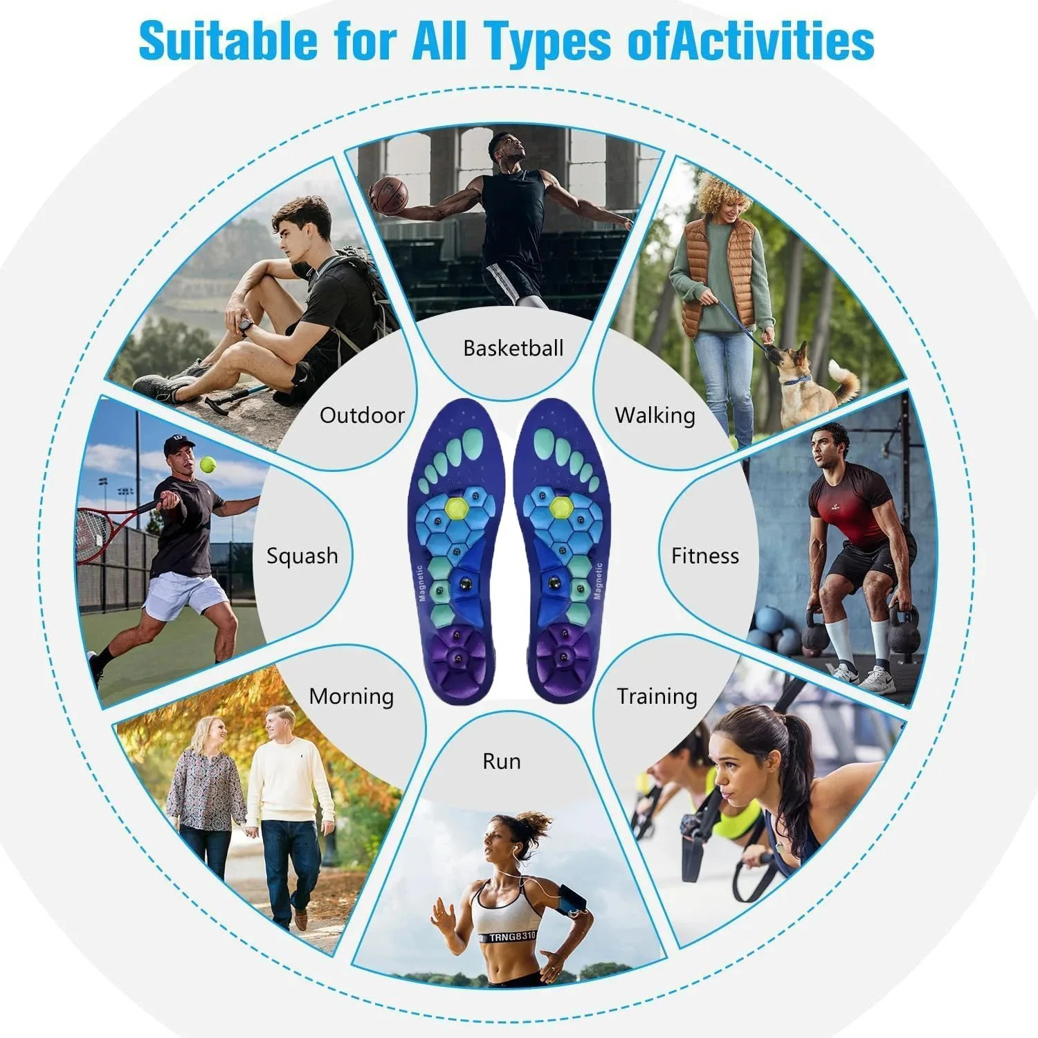 Insoles Acupressure EVA Orthopedic for Men and Women Foot Massage Magnetic Loss Weight Pads Health Slimming 251121