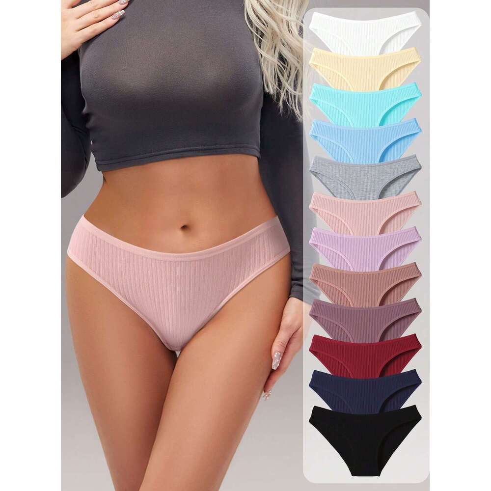 12pcsSoft Cotton Comfort: Juniors Gerie Seamless High-Waisted Underwear for Young Women