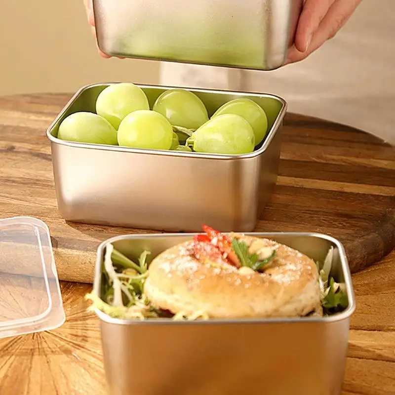 Snack Container Dinner Box Metal Bento Lunch Box Stainless Steel Anti Leak Bento Box For Refrigerator Storage Box With LidM251121