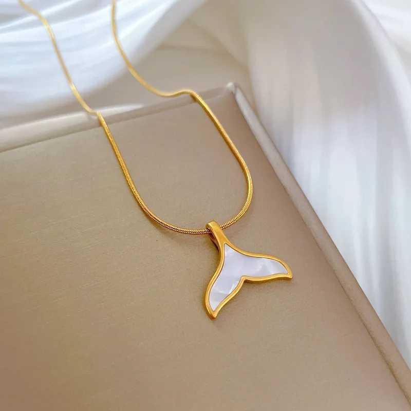 316L Stainless Steel New White Shell Mermaid Tail Lucky Beautiful Pendant Necklace Valentines Day Gift For GirlfriendXJ251121