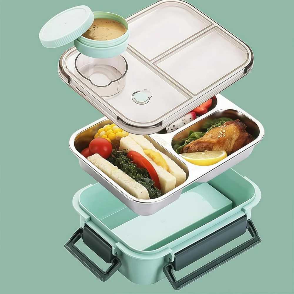 304 Stainless steel Lunch box with Tableware for Adults Kids Leakproof Lunch Container Portable Grids Bento Box Food ContainersM251121