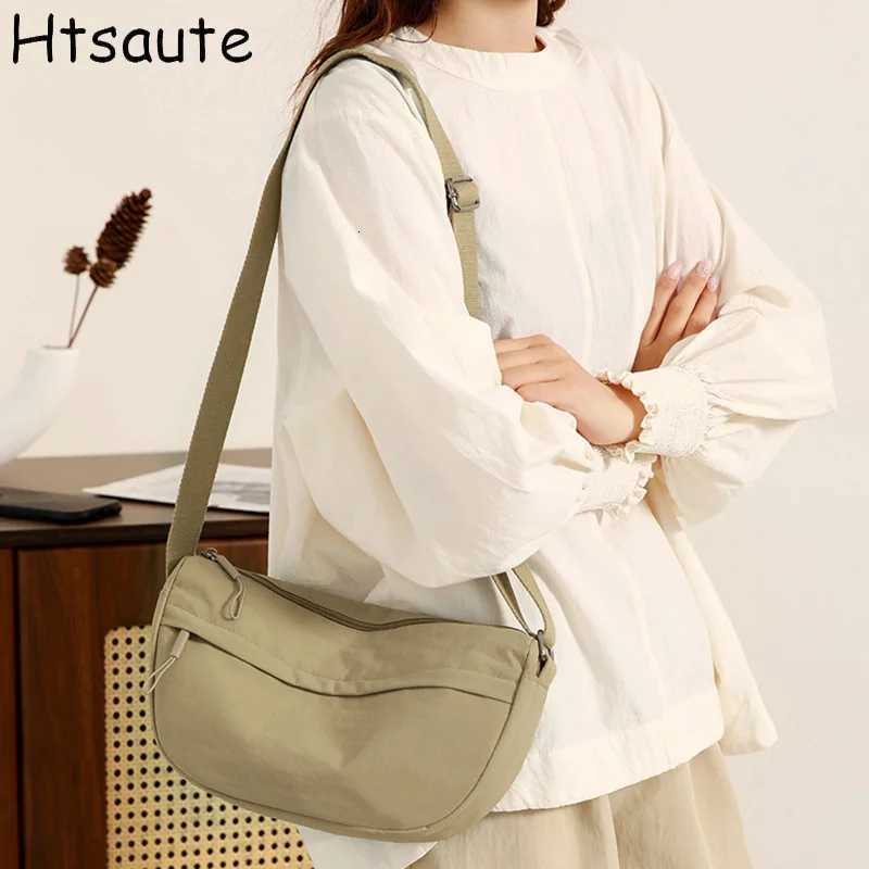 Solid Hobos Nylon Tote Bags with Multiple Zipper Pockets Large Capacity Casual Shoulder Bags for College Work Everyday UseT251121