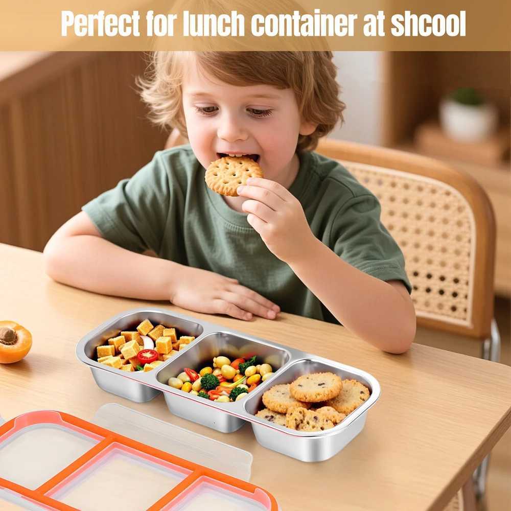 Silicone Reusable Snack Containers with Lids Double Compartment Snackle Box Containers Salad Dressing Sauce Seasoning ContainerM251121