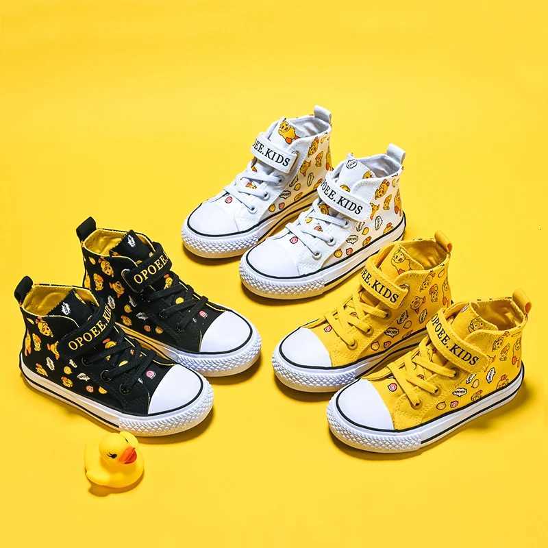 OPOEE2023 Spring Edition Korean Boys and Girls Canvas Shoes Little Yellow Duck Cartoon High Fashion Shoes Breathable 2130W251121