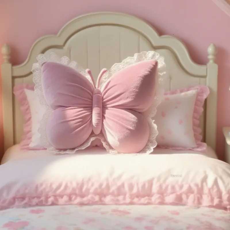 New Handmade Butterfly Lace Cushion Ultra Soft Plush Case for Sofa Bedroom Office Chair Aesthetic Home Decor Girl Gift C251121