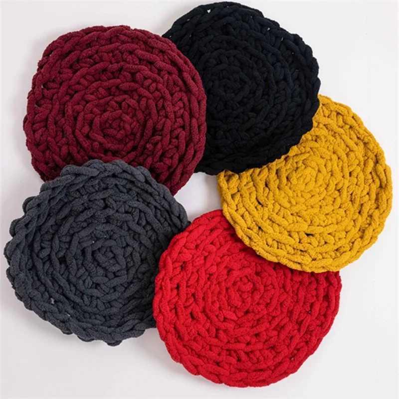 Japanese velvet solid color seat cushion circular handmade woven floor mat tatami fart mat cat and dog litter mat C251121