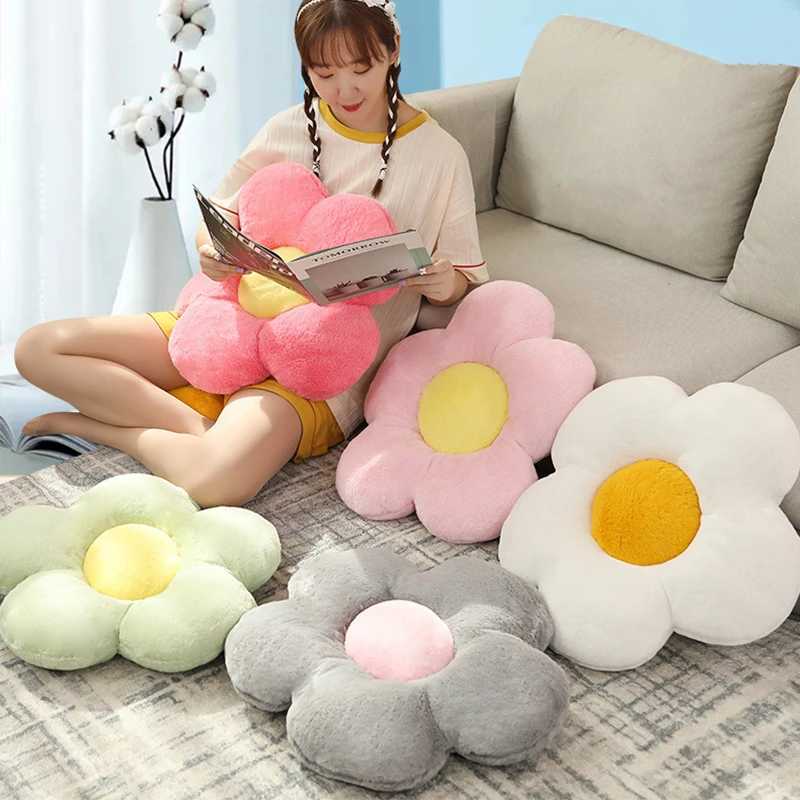 12/35cm Stuffed Five Petal Flower Cushion Girly Room Decor Sunflower Bay Window Pink Flower Sit Bedroom Seat C251121