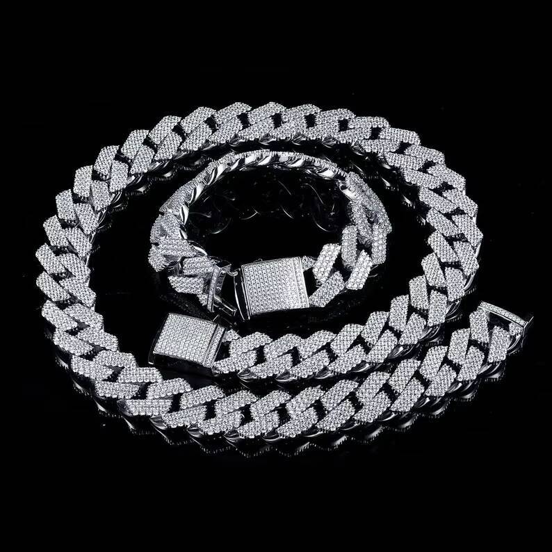 10mm 3 Row Miami Cuban Link Bracelet High Quality Hand Setting Fashion Iced Out Jewelry S925 Cuban Bracelet for Men