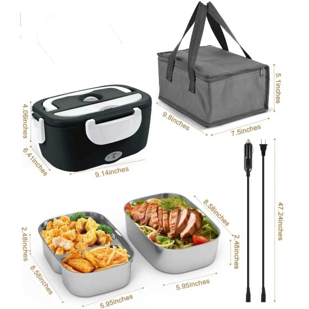 Electric Lunch Box for Adults-60W Fast HeatedLunch Box for MenWomen with Dual 15LStainless Steel Containers Fast Heating PortaM251121