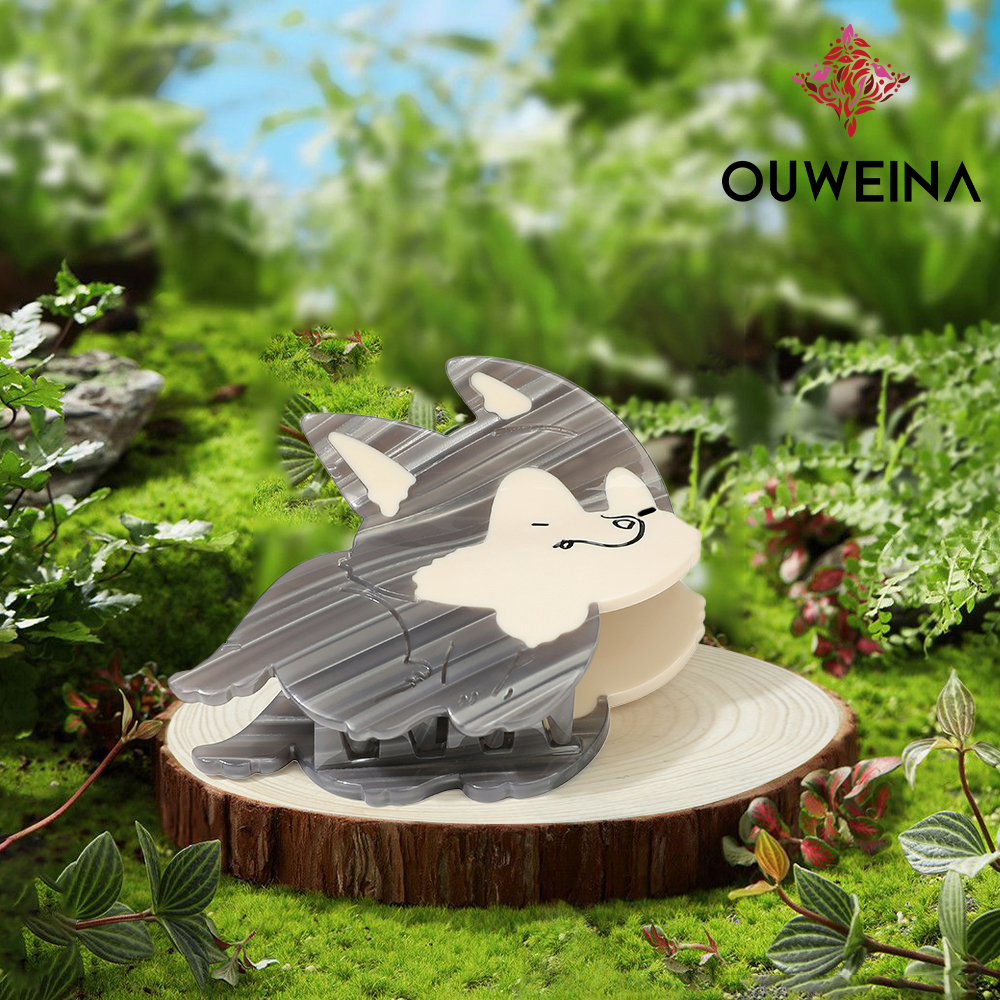 Personalized niche acetate clip original design style gray wolf DW00342 cute animal hair accessories high ponytail clip