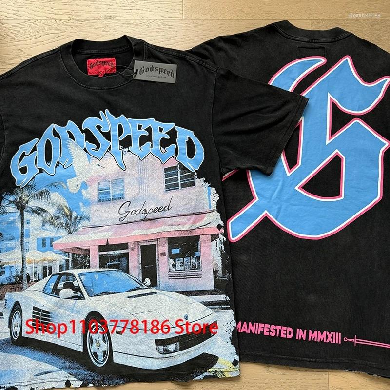 Men's T Shirts 25 T-shirt European American Trendy Streetwear Car Letter Logo Print Unisex Short Sleeve Top Tee
