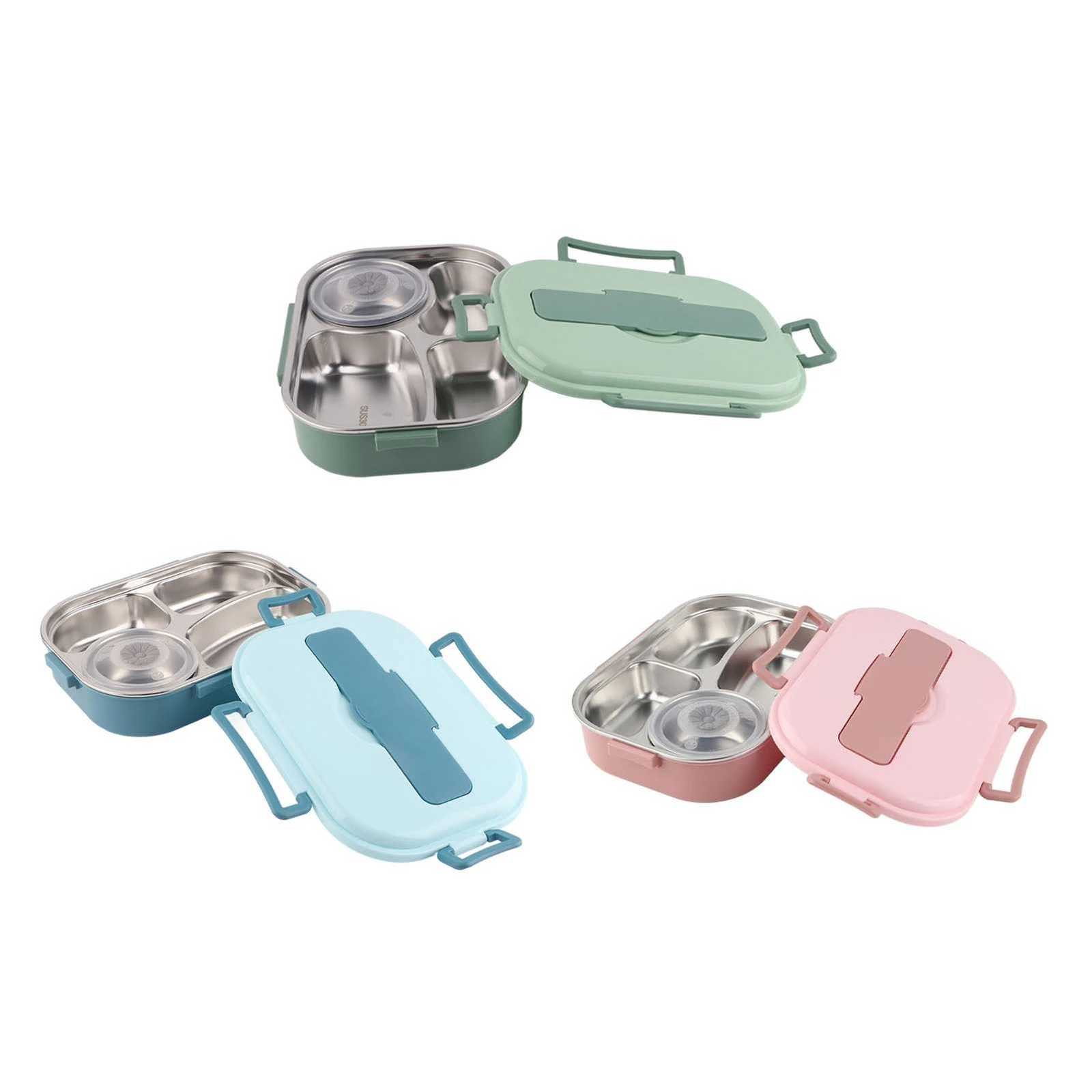 Food Storage Container Dinnerware Stainless Steel Lunch Box 4Grid Portable Bento Box Food Storage Container for Student AdultM251121