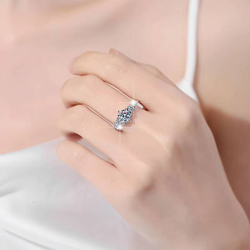Fine Jewel GRA Certified VVs1 Diamond Moissanite High Quality Claw Set 925 Sterling Silver Ring of Ladies for Wedding Engagement