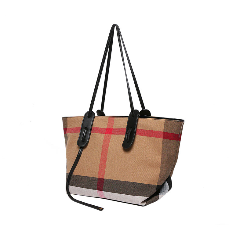 Luxury Bag 2025 new canvas plaid handbag large capacity tote bag single shoulder women's bag