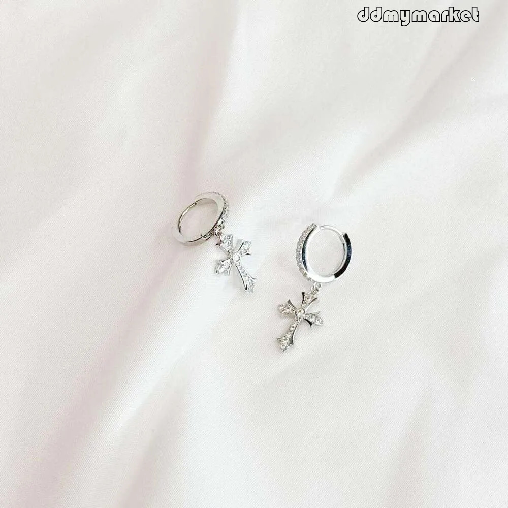 ddmymarket Shiny Cross Hoop Earrings: flash sale High-End Minimalist Style with Inlaid Accents for Women