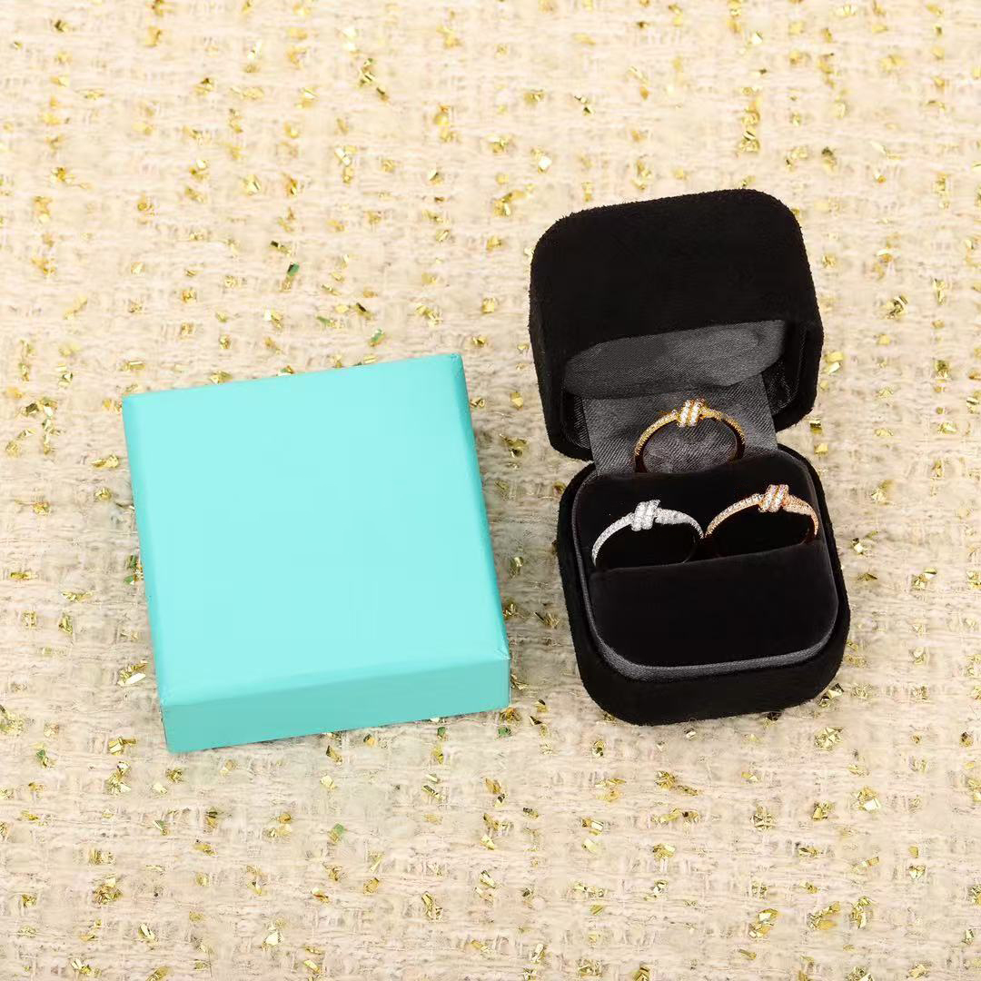 designer ring fashion trend letter gift knot shape with dia simple personality versatile romantic high-end light