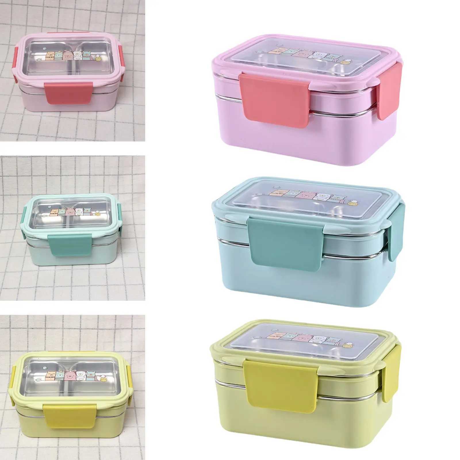 2 Layer Stainless Steel Bento Box with Divided Compartments Insulated Thermal Salad Lunch Container Food Container for TravelM251121