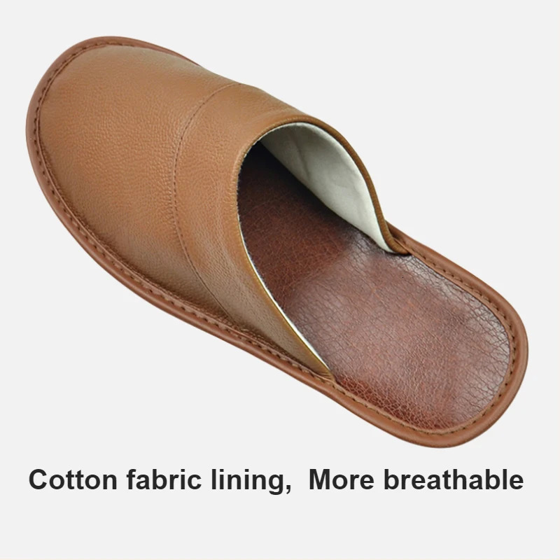Big sizeGenuine Cow Leather Slippers Homes in indoor slipper Spring Autumn men women elderly nonslip casual single Slides shoes 251121