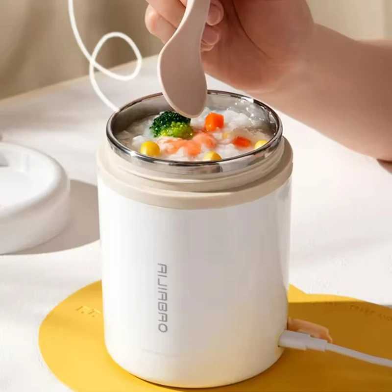 600ML Portable USB Electric Heating Lunch Box Stainless Steel Food Warmer for Picnic Milk Drink 5V 12V 24V Food HeaterM251121