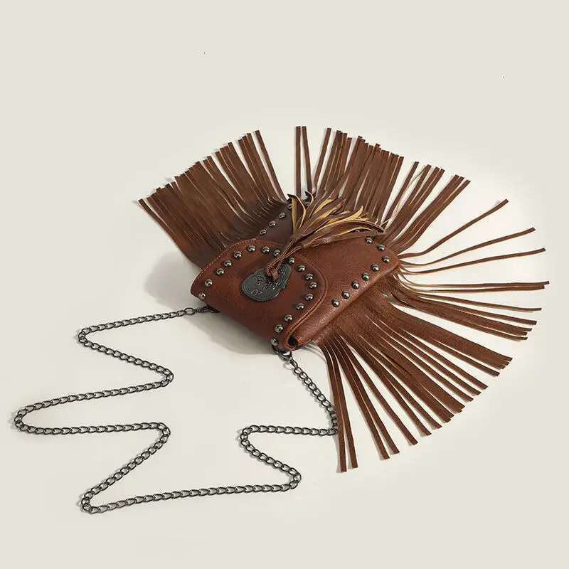 Bohemian Skull Rivet Chain Fringe Tassel Fashion Vintage Girl Punk Women S Handbags Purses Small Shoulder Bags Bag Bag