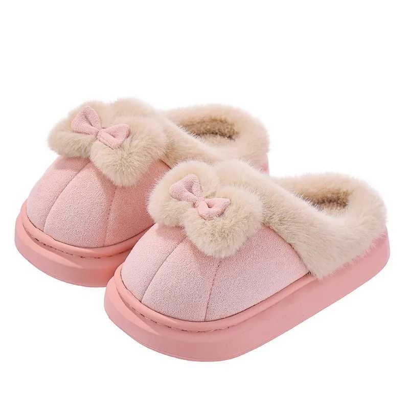 KidsCasual Shoes Ankle Boots Bow Cotton Solid Color Winter Shoes For Girls Anti-slip Warm Pink Beige Shoes Size 17cm-22cmW251121