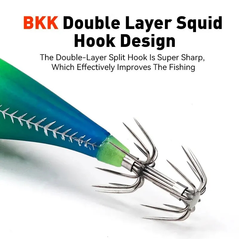 LEYDUN Luminous Horizontal Squid Fixture Wooden Shrimp Squid Hook 14 pieces/set Fishing Bait Octopus Fish Shrimp Saltwater Bait 250420