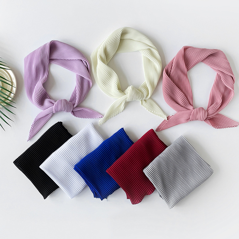 K467 Pearl chiffon solid color pleated silk scarf new women's Southeast Asia Malaysia headscarf diamond silk scarf