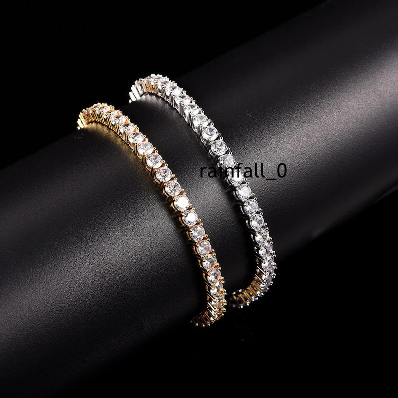 925 Sterling Silver Fashion Tennis Bracelets VVS1 Pass Diamond Test Hip Hop Jewelry Wholesale 4mm Tennis Moissanite Bracelet