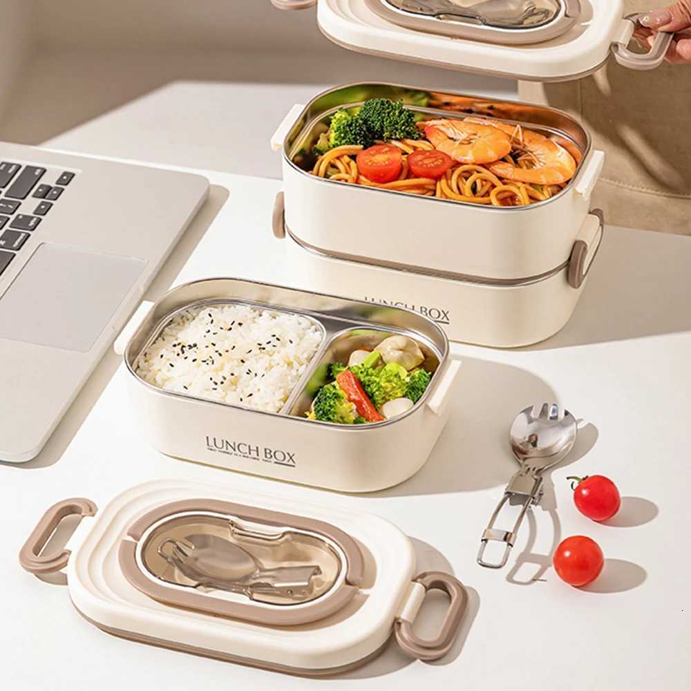 3-tier Stackable Lunch Box 304 Stainless Steel Inner Liner Leak-Proof Sealed Bento Box with Handle Portable Food ContainerM251121