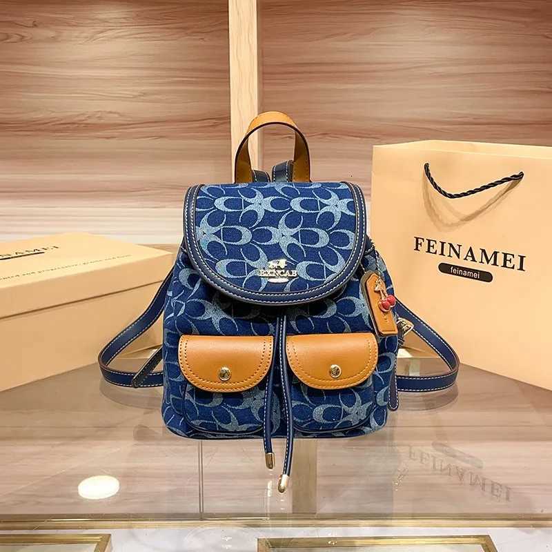 Ladies backpacks light luxury retro denim canvas bags fashionable 2025 new models high-end commuting large-capacity backpacW251121