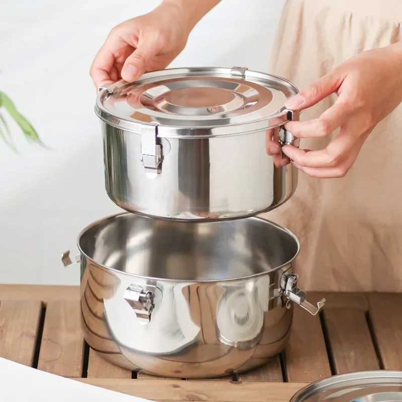 Korean Lunch Box Stainless Steel Large Capacity Bento Sealed Leak-proof Picnic Storage Box Vegetable Fruit Fresh-keeping BoxM251121