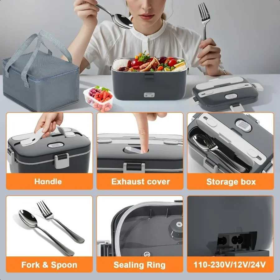 Electric Lunch Box Food Warmer 100W Heated Lunch Box for Adults 18L Portable Fast Heating Lunchbox Food Heater for Car TruckM251121