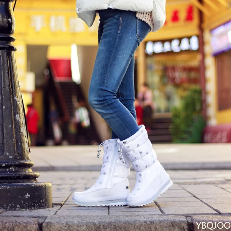 Non Slip Waterproof Platform Snow Boot Casual Female White Shoes Winter Thick Womens Boots Warm Plush Midcalf 251121