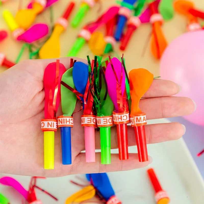 100Pcs Mini Blowouts Whistle Blowing Dragon with Balloon Toys for Kids Birthday Party Favors Kindergarten Rewards Pinata Fillers X251121